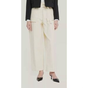 RECTO Beige Ankle Detail Cotton Cargo Pants Paper Bag Pants NWT